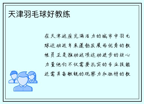 天津羽毛球好教练